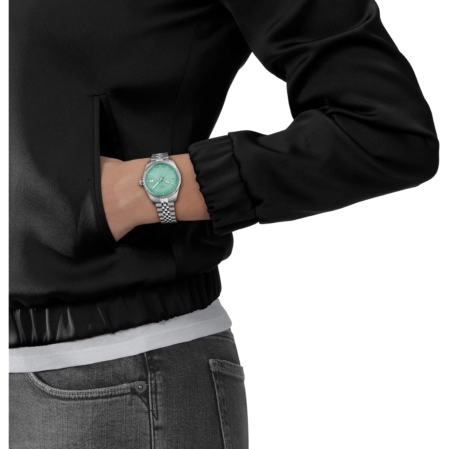 Tissot Ballade, Swiss Quartz Watch For Women, 34 Mm, Stainless Steel Case And Bracelet, Mint Green Dial, T1562101109100