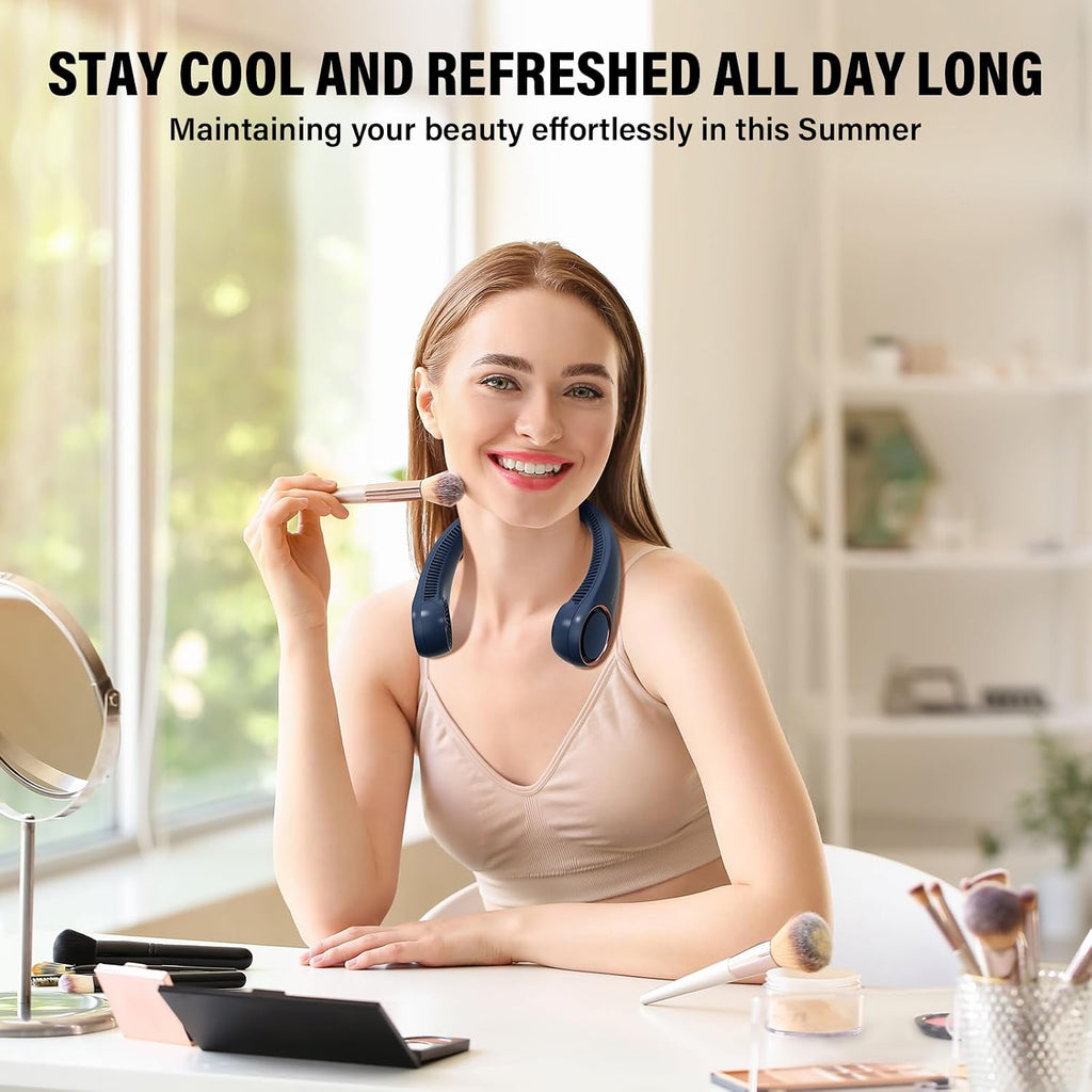 Morelax Neck Fan, Usb Rechargeable Personal Fan,Hand Free Bladeless Portable Fans,4000 Mah, 3 Speeds,72 Air Faster Softer 360° Cooling, Ultra Quiet,Gift Suitable For Home, Office, Travel, Sports