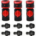 Eden 93218 Premium Garden Hose Quick Connect Kit | 9-Piece / 3-Pair Snap & Lock Fittings And Adapters With Water Stop, Flow Control, Secure Twist-Lock Design