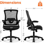NEO CHAIR Office Desk Gaming Chair Computer High Back Mesh Seat with Rolling Wheels Ergonomic Adjustable Comfy Flip-up Armrests Lumbar Support Height for Home (Black)