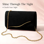 Clutch Purses for Women Formal Evening Clutch with Detachable Chain Faux Suede Purse for Wedding Party