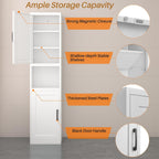 67" Tall Slim Pantry Cabinet, Narrow Bathroom Storage Cabinet | Metal Skinny Cabinet With Door And Adjustable Shelves, For Small Spaces, Kitchen, Bathroom, Laundry Room, Living Room, White