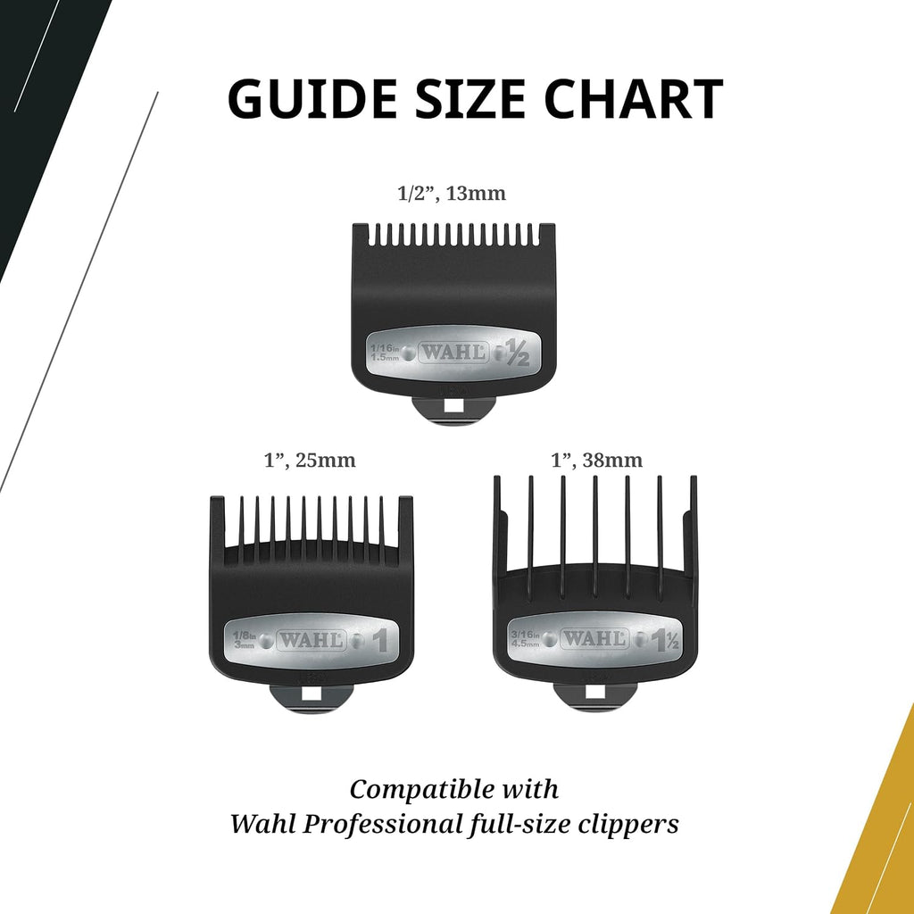 Wahl Professional 3 Pack Premium Attachments, Secure-Fit Clipper Comb Set, Durable, Includes 1/2", 1", And 1 1/2" Sizes