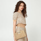 Rniega Straw Clutch Handbags Summer Clutch Woven Boho Beach Bags Straw Purses For Women