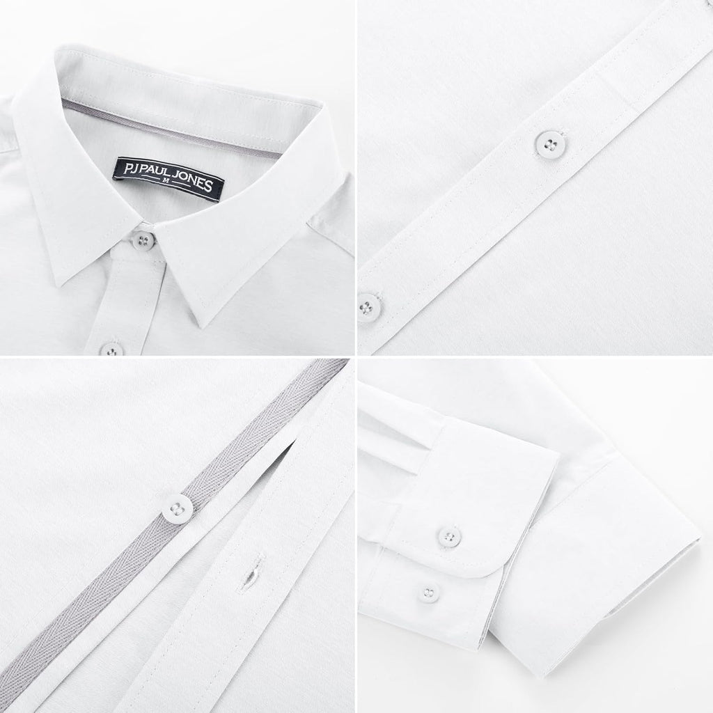 Pj Paul Jones Mens Dress Shirts Wrinkle Free Stretch Button Down Shirt Casual Long Sleeve Business Shirts