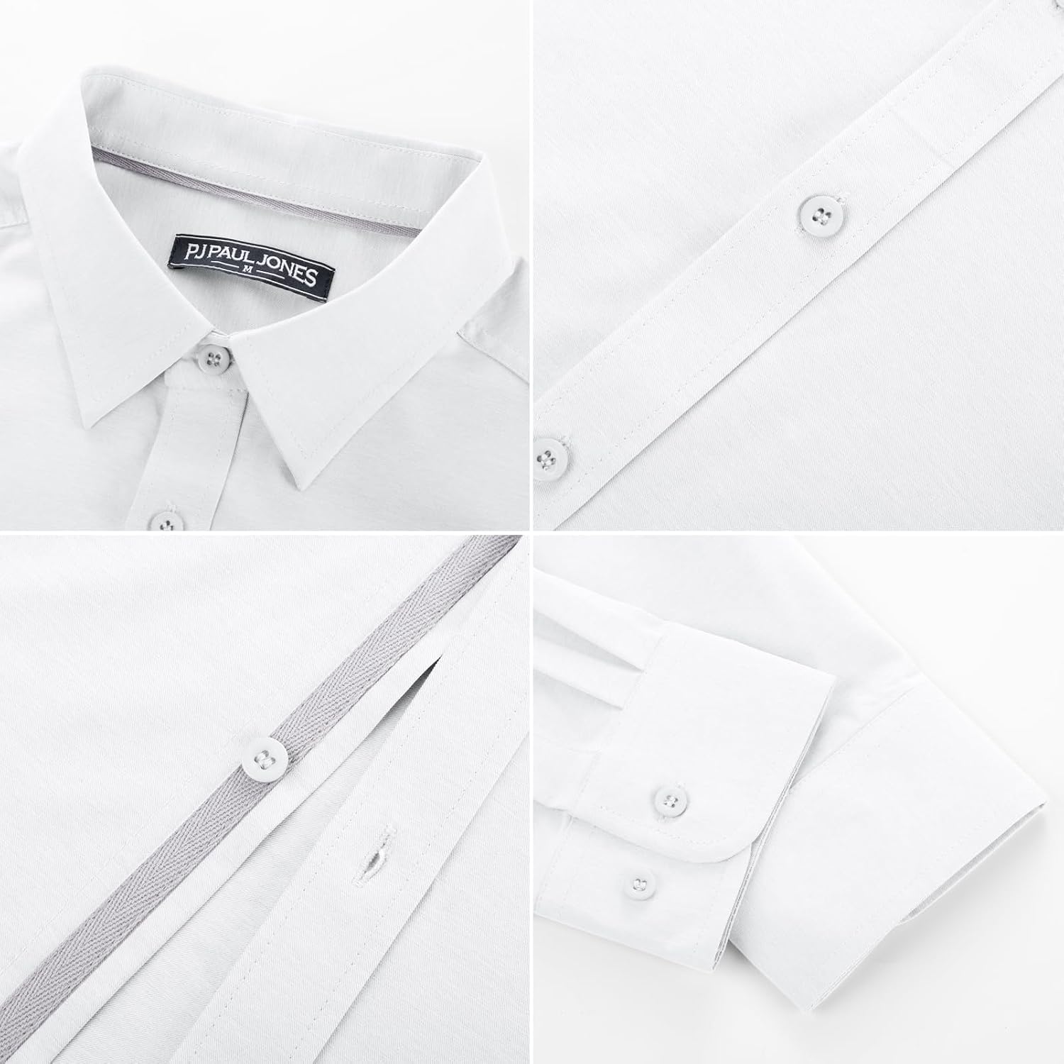 Pj Paul Jones Mens Dress Shirts Wrinkle Free Stretch Button Down Shirt Casual Long Sleeve Business Shirts