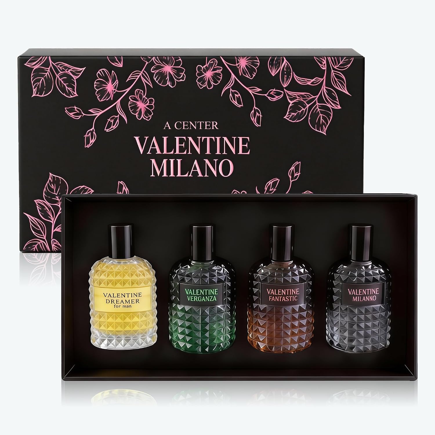 Valentine Cologne 4Pcs/50Ml*4 Eau De Parfum Set For Men Floral&Woody Fragrance Combo Men'S Gift Box