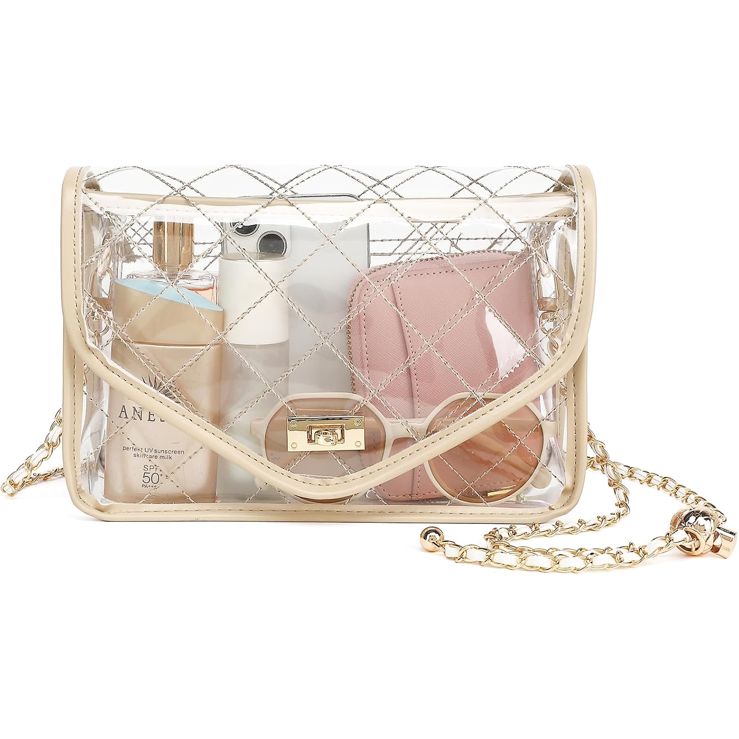 Clear Bag For Stadium Events Clear Purse For Women Quilted Pvc Clear Crossbody Bag Stadium Approved For Concerts