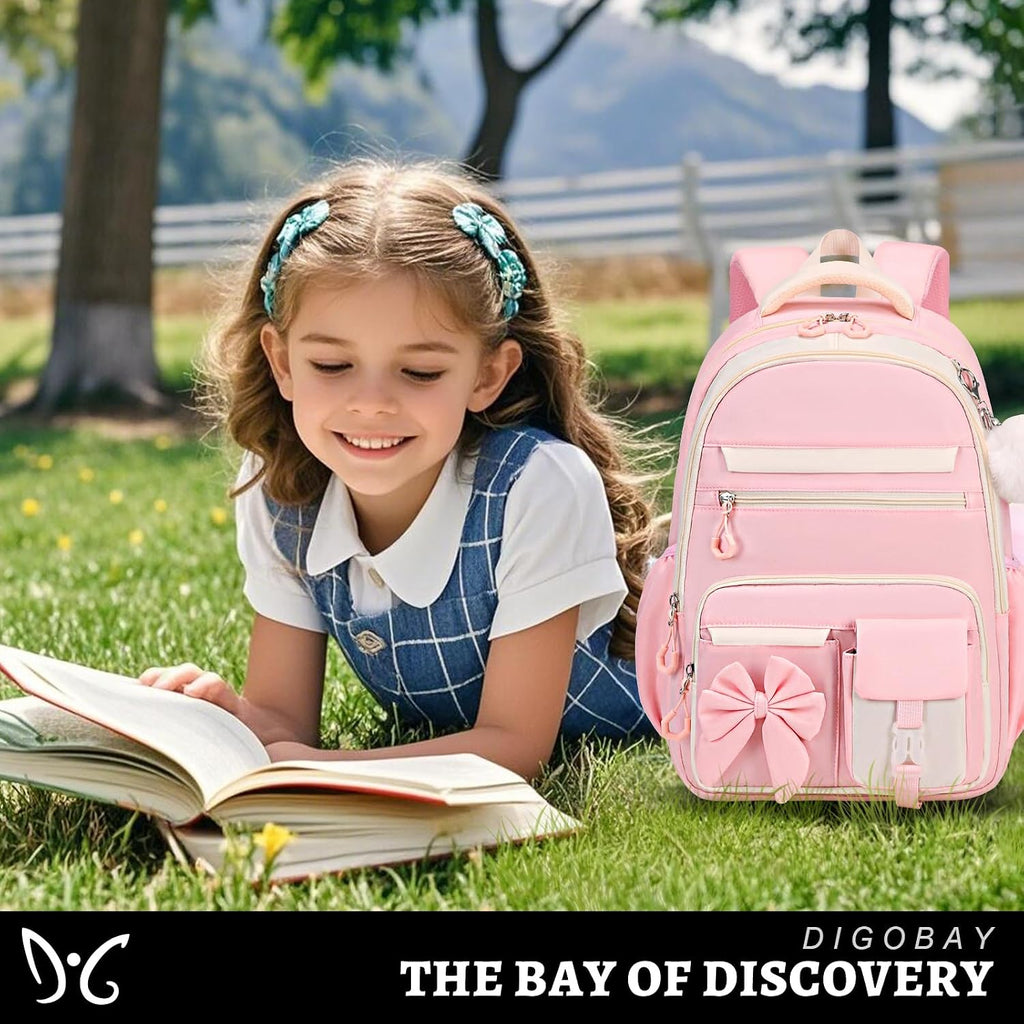 Backpack For Girls, 3Pcs Girls Backpack For School With Lunch Bag Pencil Case, Cute Kids Teens Bookbag For Kindergarten Elementary Preschool Middle School (Pink)