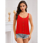 Women'S Tank Tops Spaghetti Strap Sleeveless Flowy Loose Camisole Button Summer Casual Cami Shirts
