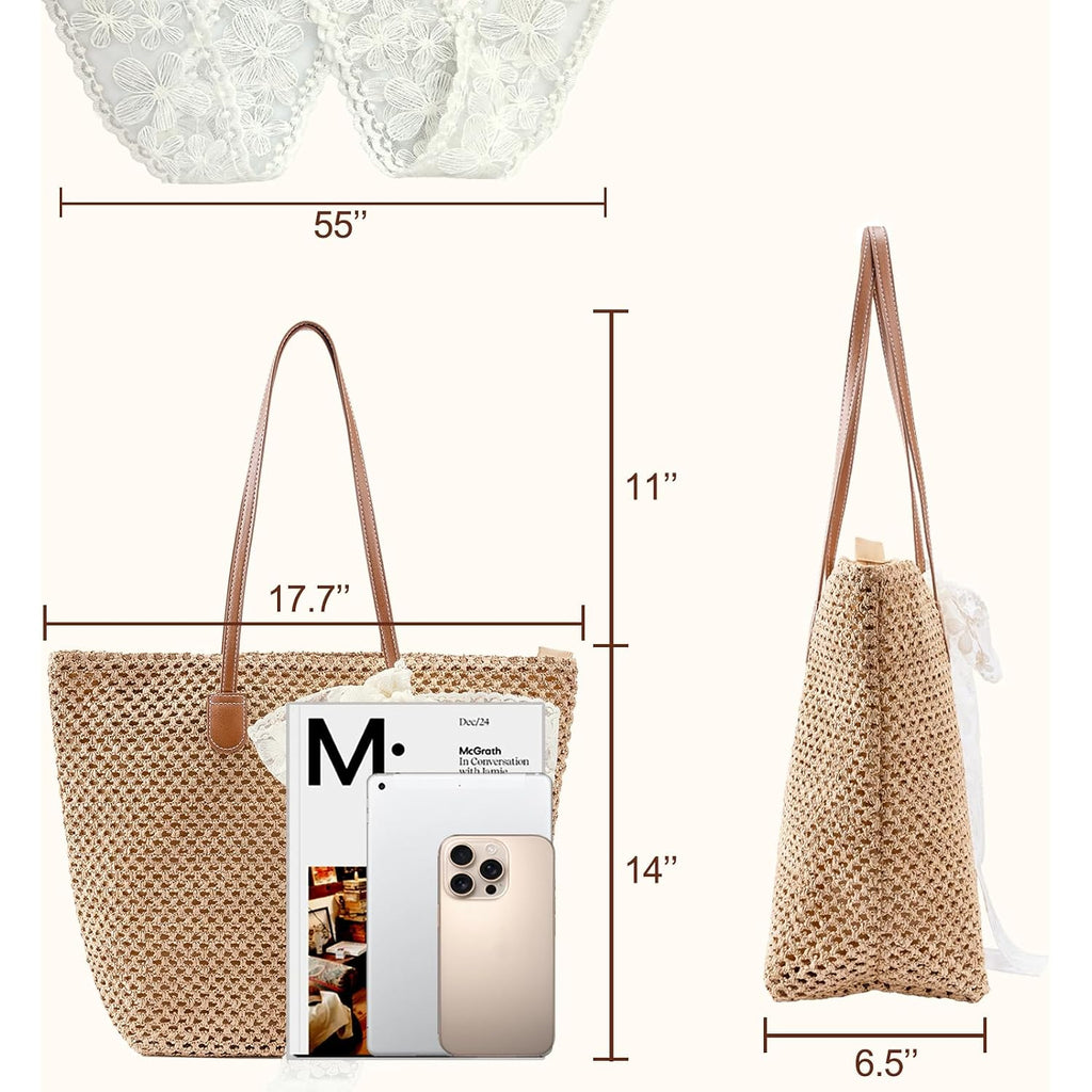 Straw Beach Tote Bag For Women: 2026 Large Woven Handbag With Zipper, Perfect For Vacation, Travel And Summer Pool