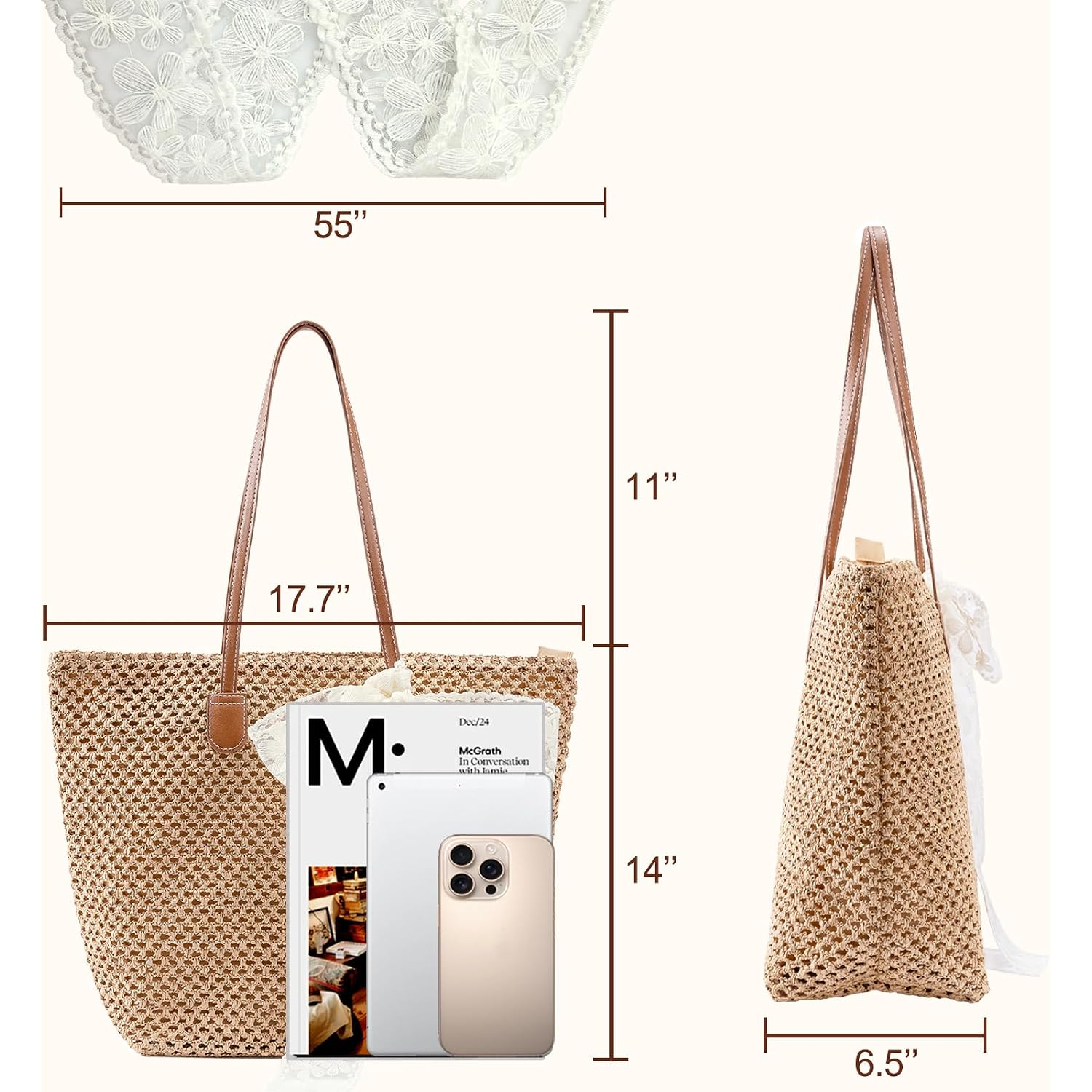 Straw Beach Tote Bag For Women: 2026 Large Woven Handbag With Zipper, Perfect For Vacation, Travel And Summer Pool