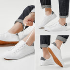 Fracora Mens White Tennis Shoes Low Top Fashion Sneakers Pu Leather Casual Shoe For Men