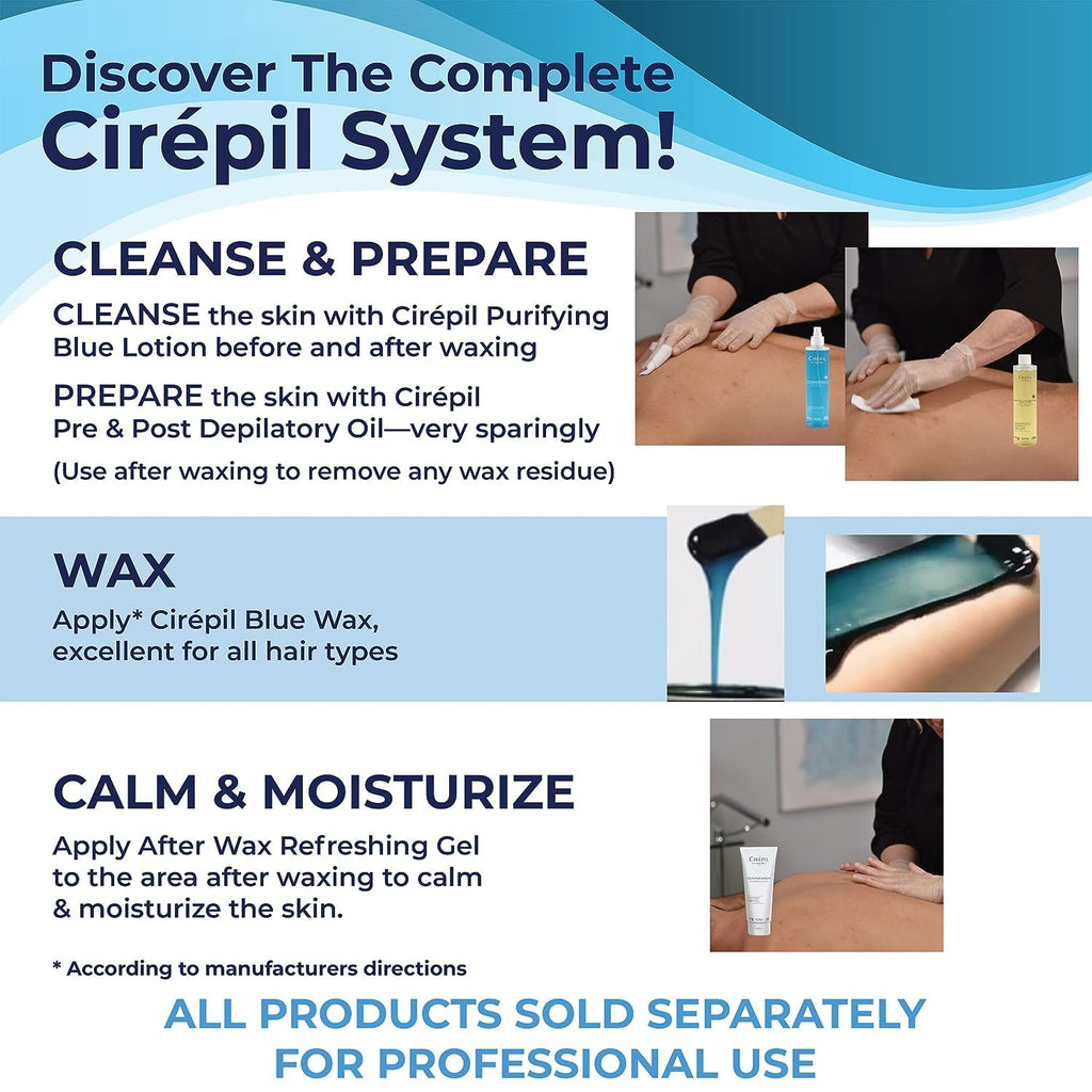 Cirepil - Blue - 400g / 14.11 oz Hard Wax Beads Bag - Face & Body Wax, Unscented & No Strip Needed - Perfect for Sensitive Skin & Brazilian Waxing - Fluid Gel Texture, Easy Hair-Removal