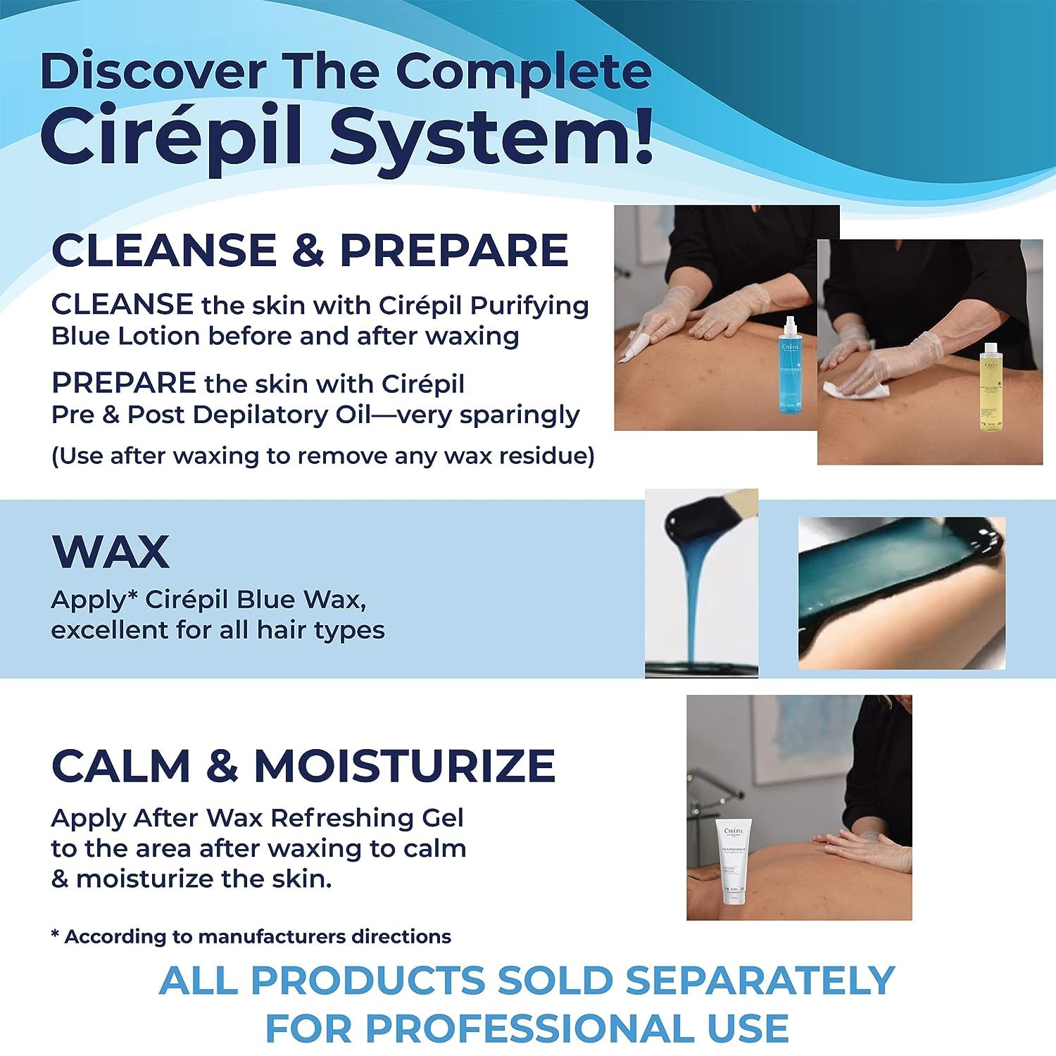 Cirepil - Blue - 400g / 14.11 oz Hard Wax Beads Bag - Face & Body Wax, Unscented & No Strip Needed - Perfect for Sensitive Skin & Brazilian Waxing - Fluid Gel Texture, Easy Hair-Removal