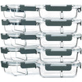 M Mcirco 10-Pack,30 Oz Glass Meal Prep Containers 2 Compartments Airtight Lunch Bento Boxes With Lids, Glass Food Storage Containers, Microwave, Oven, Freezer, Dishwasher