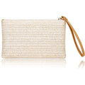 COOKOOKY Womens Straw Clutch Bag Bohemian Summer Beach Straw Purse Zipper Wristlet Wallets for Women