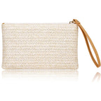 COOKOOKY Womens Straw Clutch Bag Bohemian Summer Beach Straw Purse Zipper Wristlet Wallets for Women