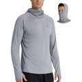 Roadbox Upf 50+ Men'S Hooded Fishing Shirts, Long Sleeve Uv Sun Protection Hoodie Hiking Running Swim Rash Guard With Mask