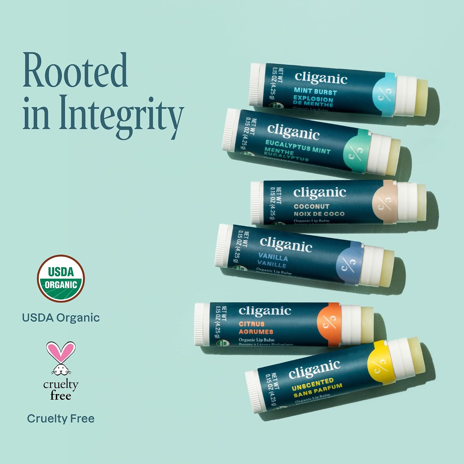 Cliganic Organic Lip Balm Set (6 Flavors) - 100% Natural Hydrating, Moisturizing For Dry Cracked Lips, Stocking Stuffer Gift For Men & Women