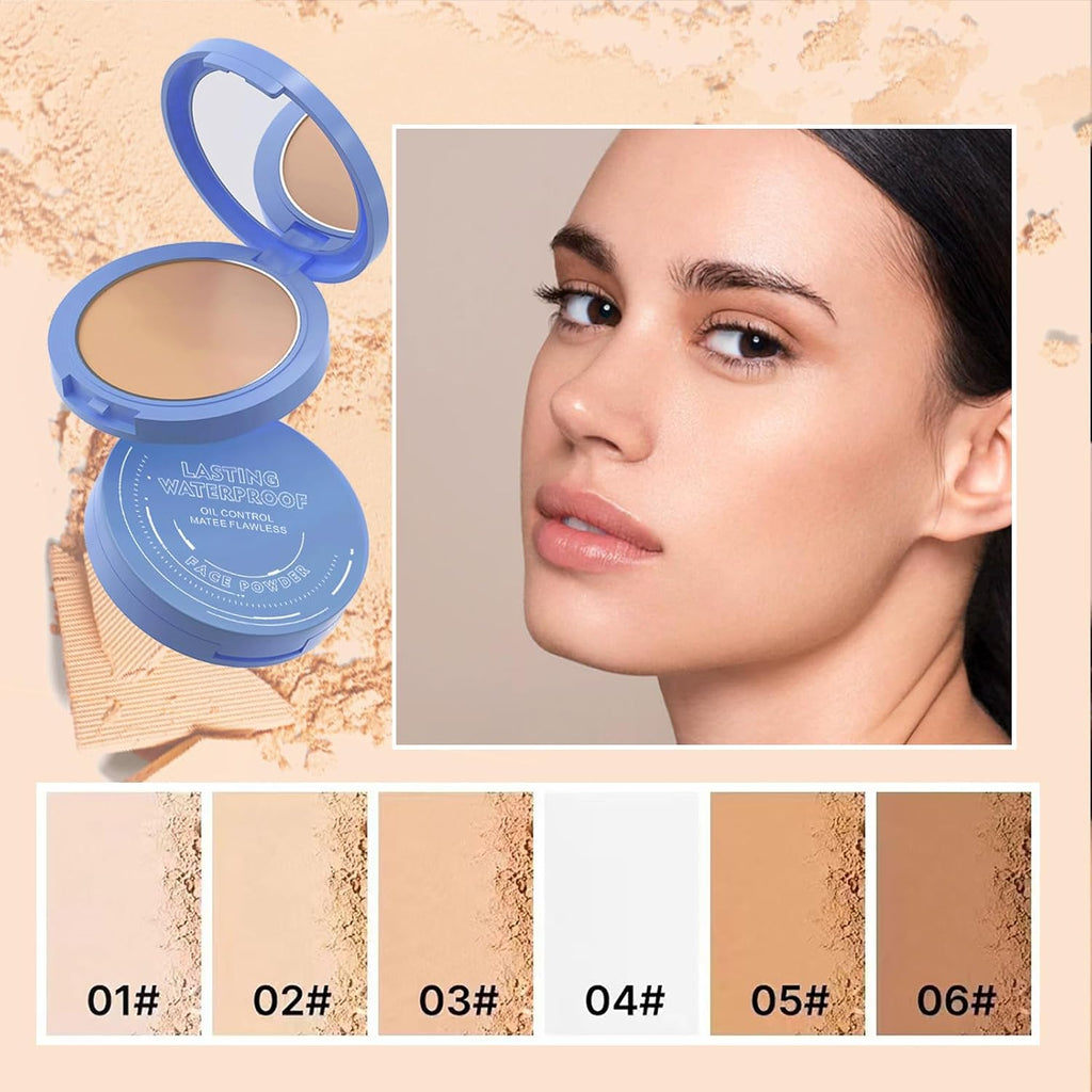 Oil Control Face Pressed Powder,Matte Smooth Flawless Setting Powder Makeup,Waterproof Long Lasting Finishing Powder,Cruelty Free Lightweight Face Cosmetics,0.35Oz (#2-Natural Beige)