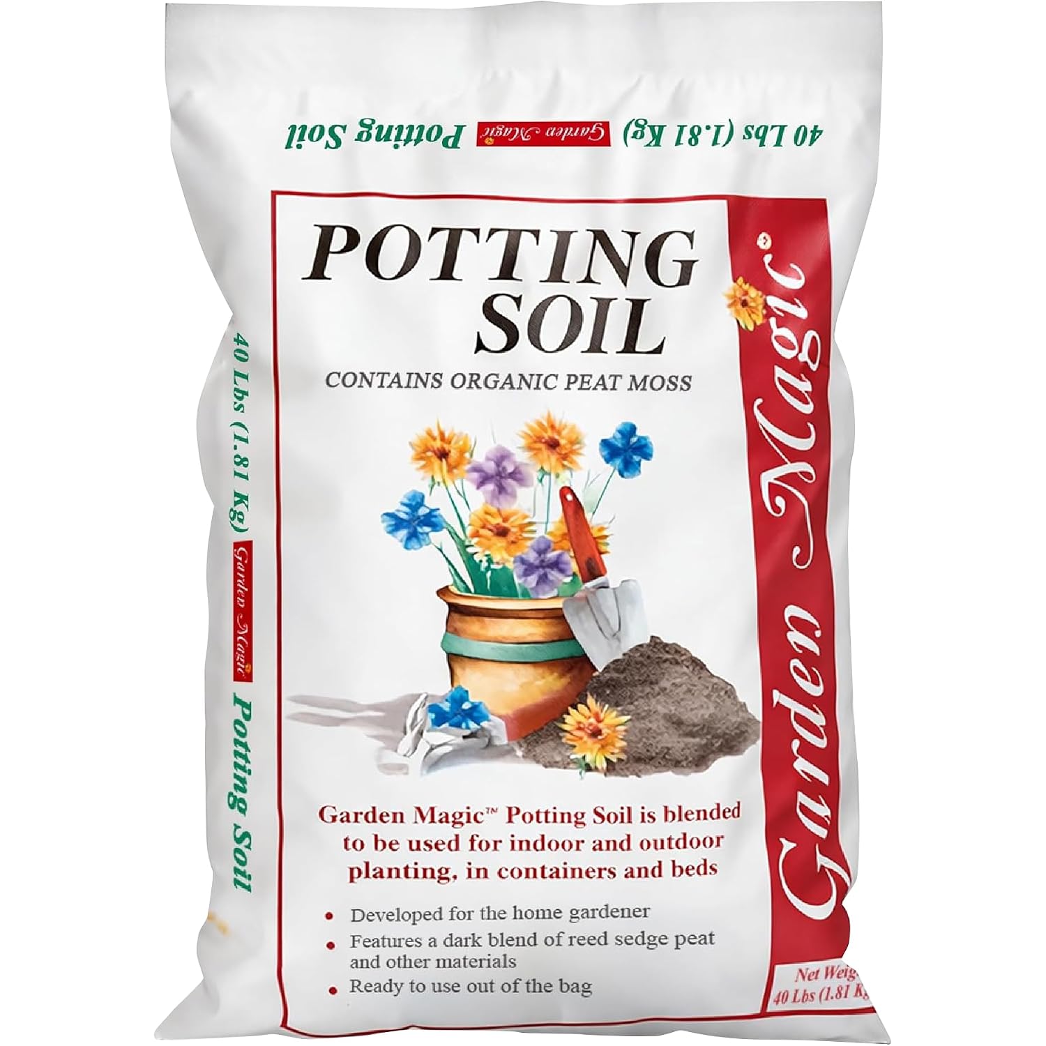 Michigan Peat 40 Pound Bag Of Garden Magic General Purpose Moisture Retaining Potting Soil Mix For Indoor And Outdoor Planting