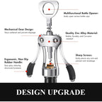 Wine Opener, Heavy-Duty Zinc Alloy Wing Corkscrew, Premium Beer Bottle Opener, Multifunctional Wine Accessories With Ergonomic Handle And Sharp Screw, For Kitchen, Bar, Restaurant (Silver)