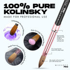 MakarttPro Kolinsky Acrylic Nail Brush Size 10 – 100% Pure Kolinsky Hair Nail Brush for Acrylic Application, Professional Nail Brush for Smooth Bead Control, Anti-Clogging, Acetone Resistant Handle