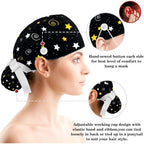 Women'S Working Caps Bouffant Surgical Cap With Bow Scrunchies Little Daisy Art Paint Ponytail Holder Tie Back Scrub Hat