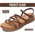 Project Cloud Wedge Sandals For Women 2026 - Comfortable Soft & Plush Insole Strappy Womens Sandals With Lightweight And Non-Slip Durable Outsole