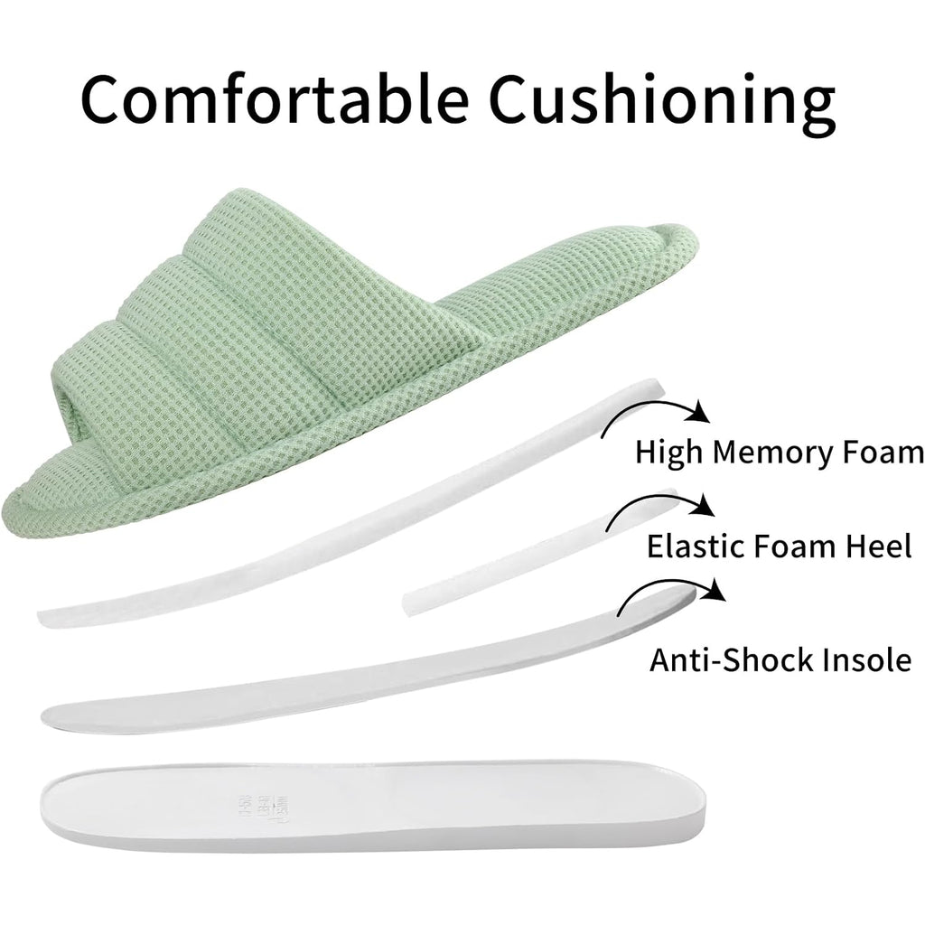 Summer House Slippers For Women Men Breathable Waffle Indoor Slippers Slip-On Open Toe Home Shoes