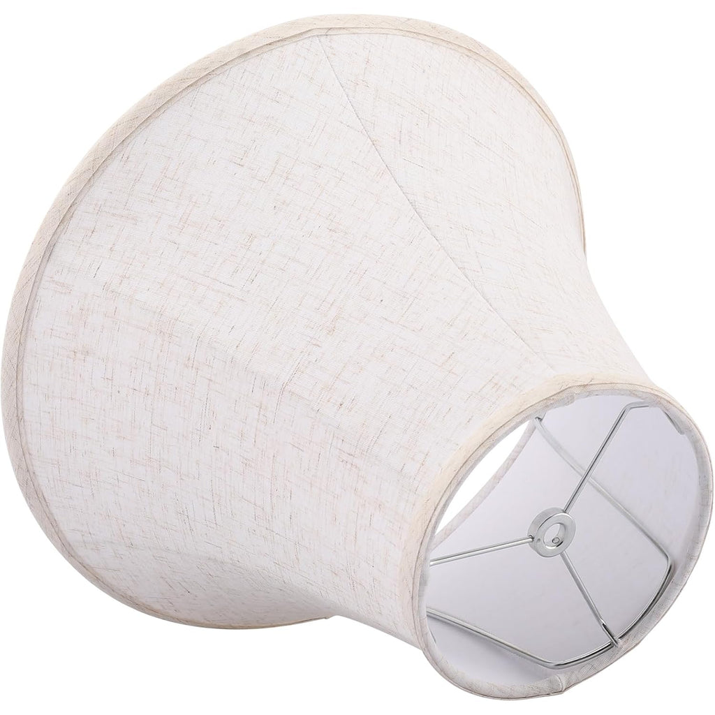 Beige Bell Lamp Shade Set Of 2, 6"Top X 13"Bottom X 9.3"High, Replacement Medium Lamp Shade For Table Lamp And Floor Lamp, Fabric Natural Linen, Assembly Required