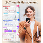 Iaret Smart Watch (Answer/Make Calls), Smart Watches for Women, Fitness Tracker with Heart Rate Sleep Monitor Pedometer Calories, Waterproof Fitness Watch for Android iPhone (Rose Gold)