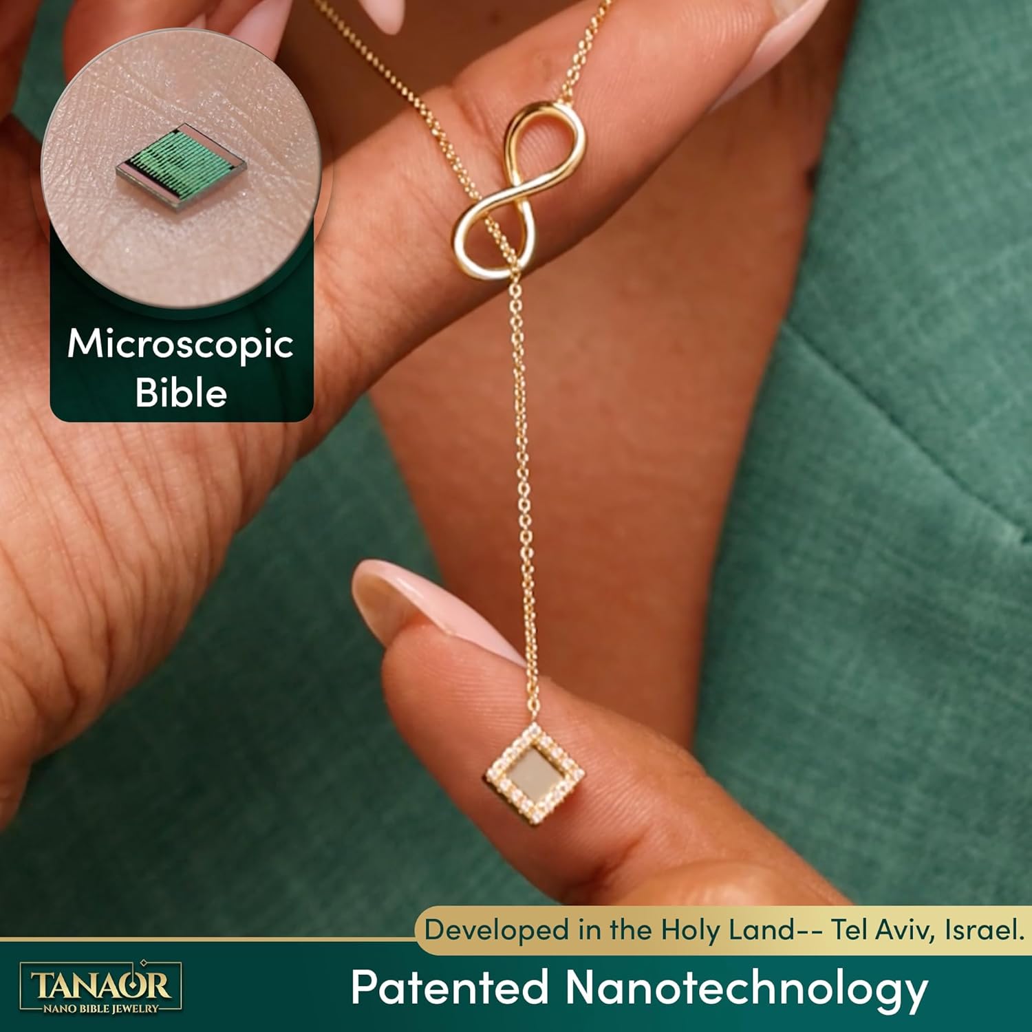 TANAOR Nano Bible Infinity Religious Lariat Necklace,16+2 in Adjustable – Mother’s Day Religious Jewelry for Mom, Religious Gifts for Mother Bible Necklace