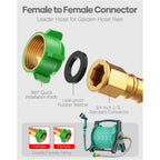 Short Metal Garden Hose 3 Ft With Female To Female Connector， Stainless Steel Small Leader Hose For Hose Reel, Long, Flexible, Lightweight & Heavy Duty Water Pipe, Outdoor Water Hose Extension Adapter