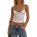 Women Lace Trim Tank Tops Y2k Polka Dot Sleeveless Backless V Neck Cropped Camisole Cute Summer Going Out Streetwear