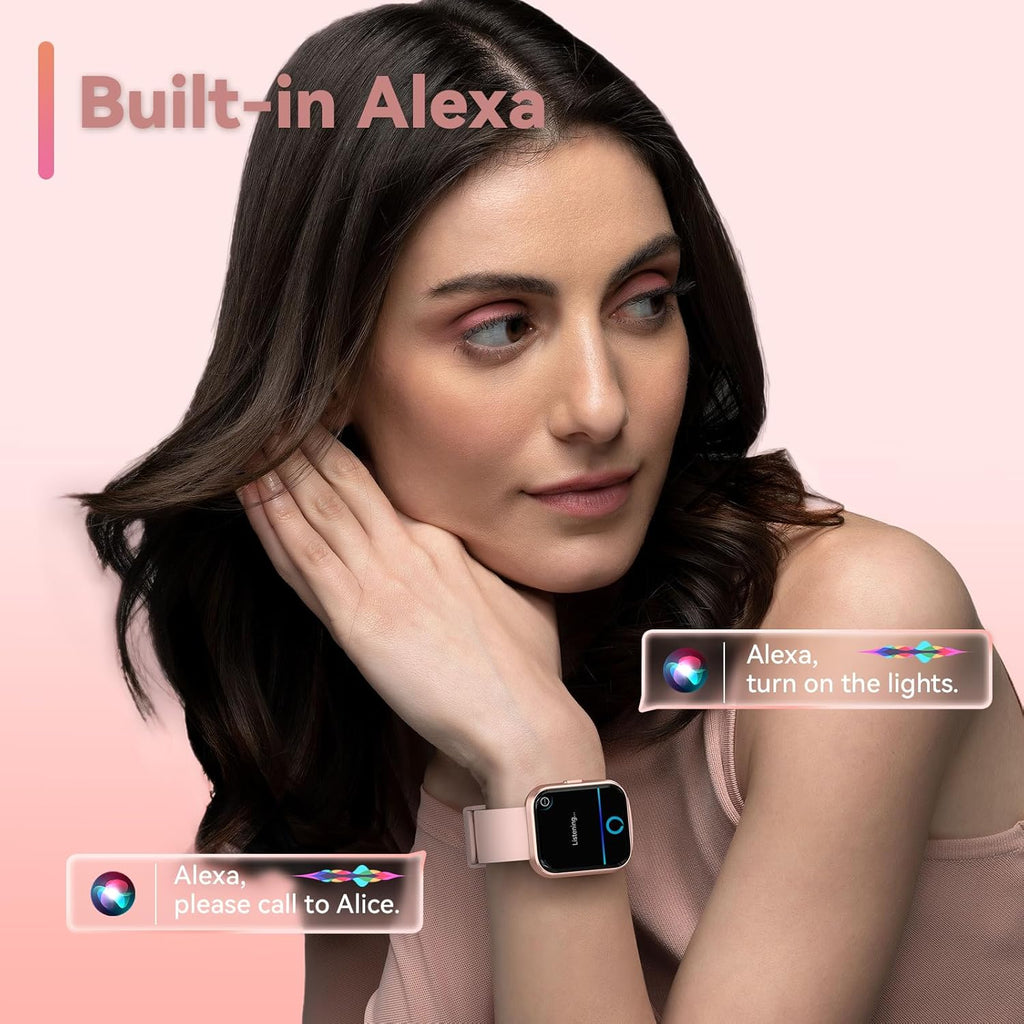 Smart Watches for Women, Alexa Built-in Fitness Watch with 1.8" LCD Screen & Bluetooth Call (Make/Answer), Heart Rate/SpO2/Sleep Monitor, 100 Sports, IP68 Waterproof Smartwatch for Apple Android