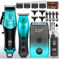 4-In-1 Men'S Hair Clippers Kit, Includes Nose Hair Trimmer, Electric Shaver, And Engraving Trimmer, Wireless Usb Rechargeable Grooming Set, Blue Ombre Design, Ideal Gift For Men (Blue)