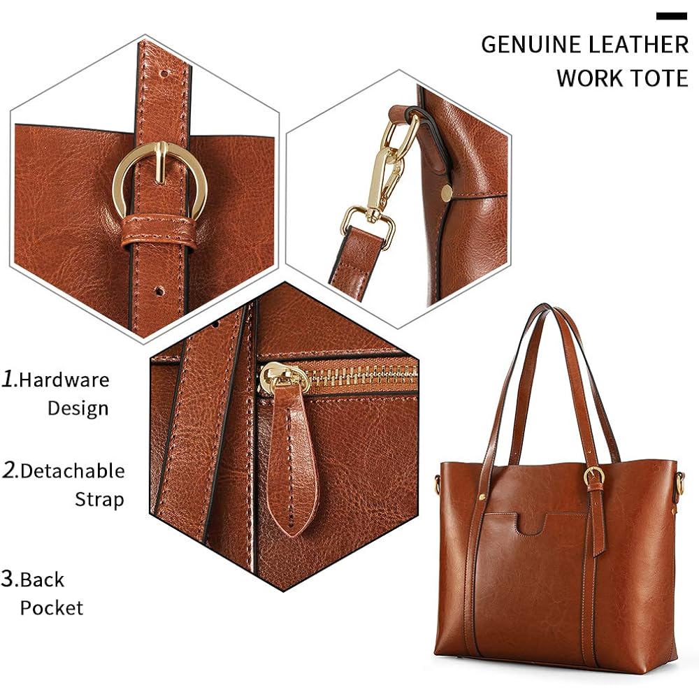 Kattee Genuine Leather Women Tote Bag Soft Handbags Vintage Shoulder Purses Fashion Top Handle Bag Large Capacity
