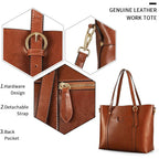Kattee Genuine Leather Women Tote Bag Soft Handbags Vintage Shoulder Purses Fashion Top Handle Bag Large Capacity
