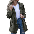 Rain Jacket Women Striped Lined Hooded Lightweight Raincoat Outdoor Waterproof Windbreaker