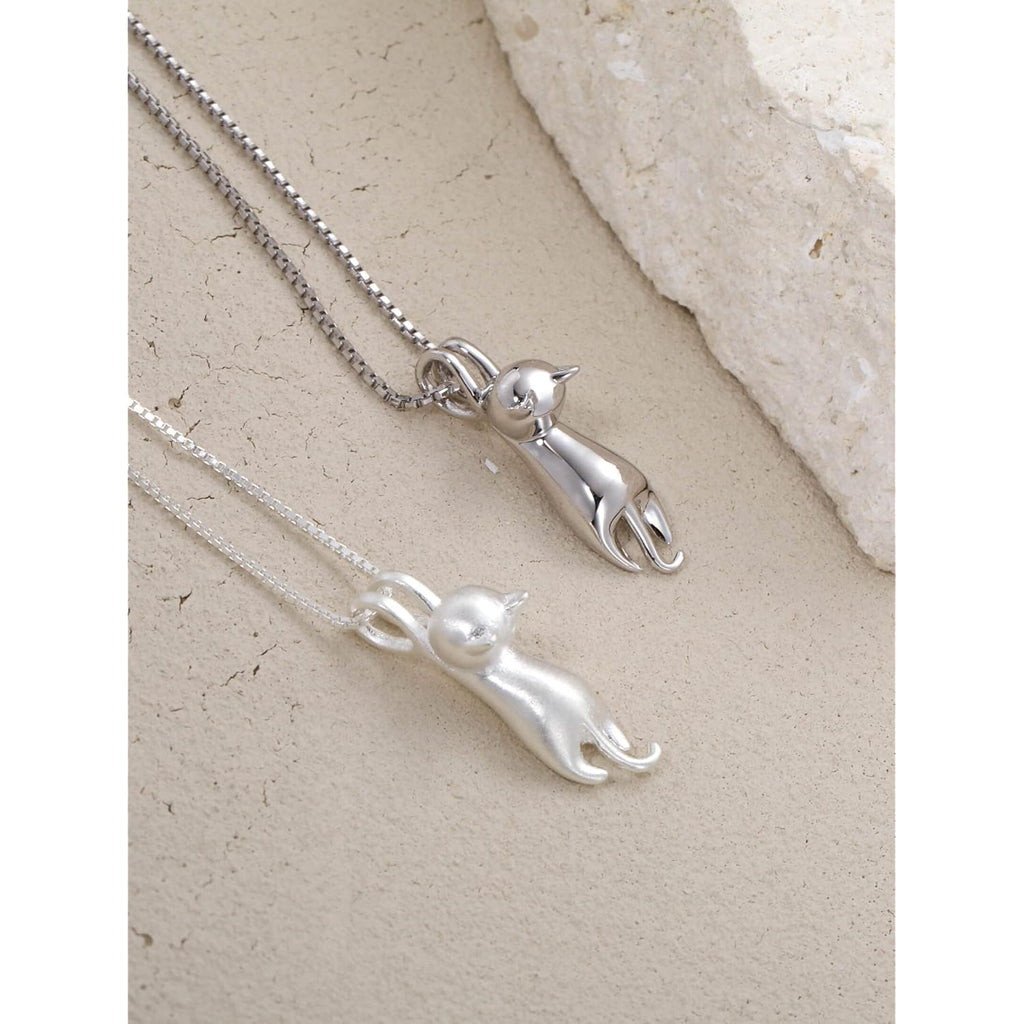 S.Leaf 925 Sterling Silver Cat Necklace Jewelry for Women Trendy Dainty Charm Pendant Necklaces Best Friend Birthday Gifts for Her Sister Mom Wife Womens