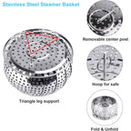Veggie Vegetable Steamer Basket, Folding Steaming Basket, Metal Collapsible Stainless Steel Steamer Basket Insert, for Cooking Food, Expandable Fit Various Size Pot(5.3" to 8.6") YLYL