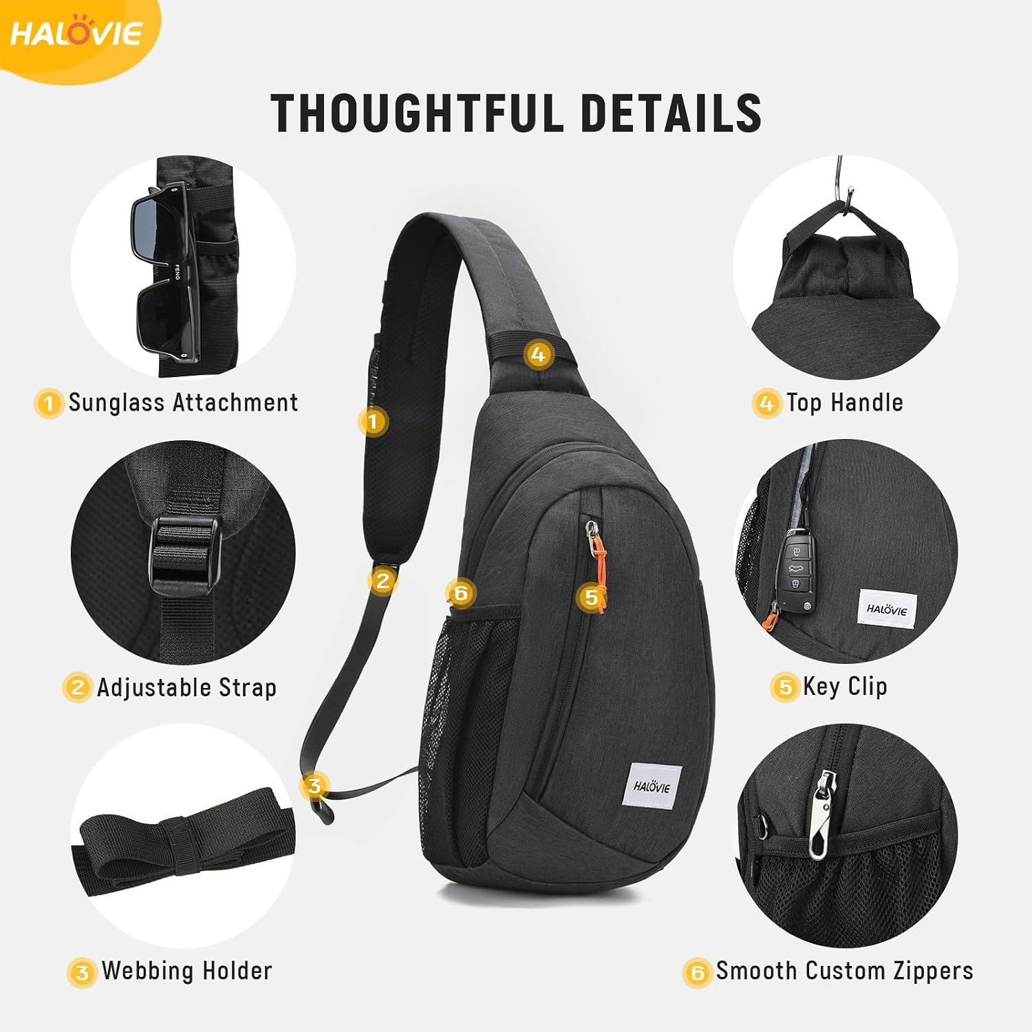 Anti Theft Crossbody Sling Bag Rfid Travel Sling Backpack Lightweight Hiking Shoulder Chest Bag For Walking Work