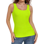 Auhegn Tank Top For Women Summer Sleeveless Scoop Neck Ribbed Workout Tank Tops Slim Fitted Basic Cami Tee Shirts