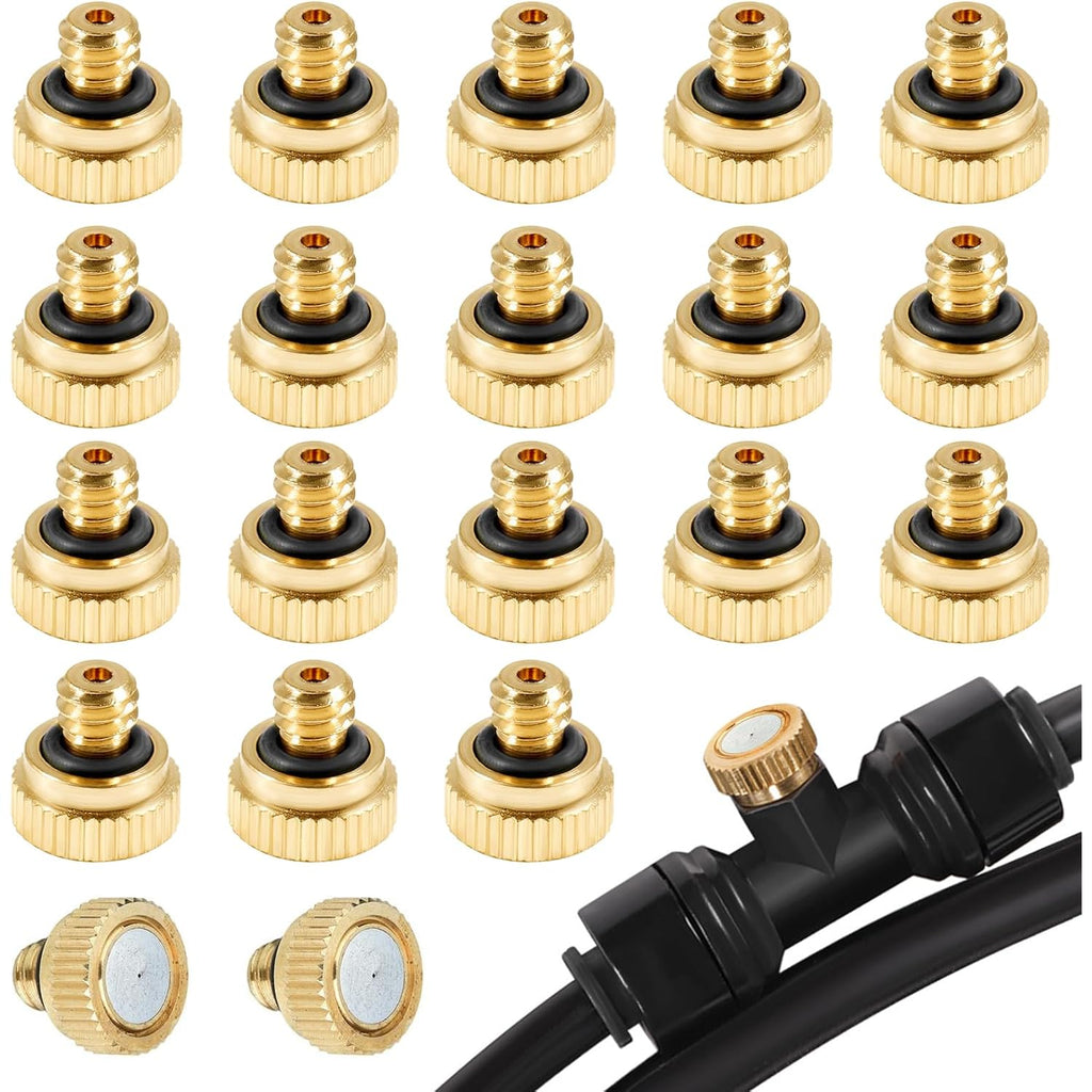 Brass Misting Nozzles For Garden Cooling System 0.012" (0.3 Mm) 10/24 Unc (20 Pcs)