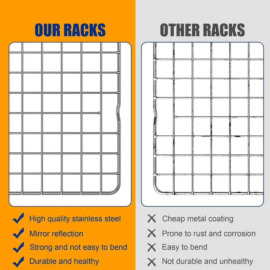 2Pcs Cooling Racks For Cooking And Baking - 10" X 15"Heavy Duty Stainless Steel Wire Rack For Baking, Grilling, Roasting - Oven & Dishwasher Safe - Fits Jelly Roll Sheet Pan-Silver