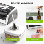 Bonsenkitchen Vacuum Sealer Machine, Globefish Technology for Perfect Vacuum Sealing, Powerful Low-Noise Food Vacuum Sealer with Easy Handle Design, Built-in Cutter & Bag Storage, 1 Bag Roll & 10 Bags