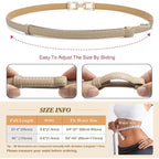 Glamorstar Skinny Belts for Women Thin PU Leather Waist Belt with Gold Buckle for Dresses