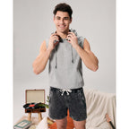 Maamgic Mens Casual Shorts 5/7 Inch Washed Cotton Summer Shorts With Elastic Waist Drawstring And Pockets